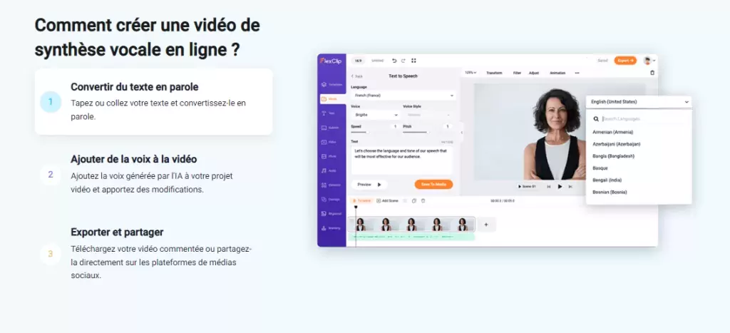 FlexClip plateforme de montage vidéo en ligne