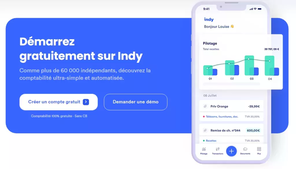 Avis Indy, logiciel comptable en ligne pour les indépendants